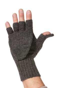 Damen und Herren Handschuhe KÄNGURU Alpaka unisex Halbfingerhandschuh mit Klappe
