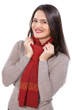 Damen Jacquard Strick-Schal CHIMU Alpaka-Wolle 2-farbig doppel-Strick