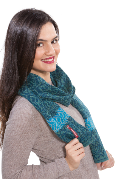 Damen Jacquard Strick-Schal CHIMU Alpaka-Wolle 2-farbig doppel-Strick